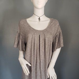 Max Studio Light Grey Short Sleeves Tunic Top